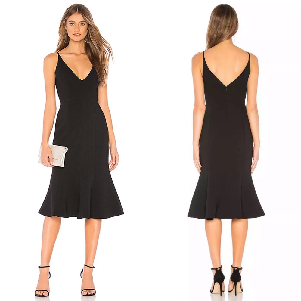Aijek Camille Bonded Black Fit Flare Dress